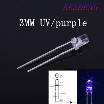 

UV LED 3mm Light Purple Water Clear Round 3 mm Ultraviolet 395nm - 400nm Light-Emitting Diode Lamp DIP Components 1000PCS