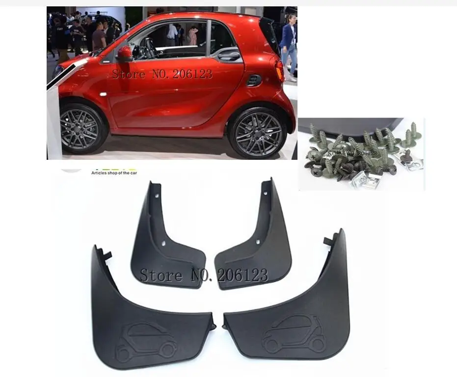 

Set Molded Mud Flaps For 2016 2017 Benz Smart Fortwo W453 Mudflaps Splash Guards Front Rear Mud Flap Mudguards 2015 Fender C453