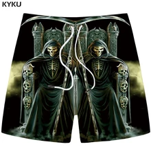 Бренд KYKU, шорты с черепом, мужские космические повседневные шорты, пляжные, готические, 3d принты, черные мужские короткие штаны, карго,, модные летние
