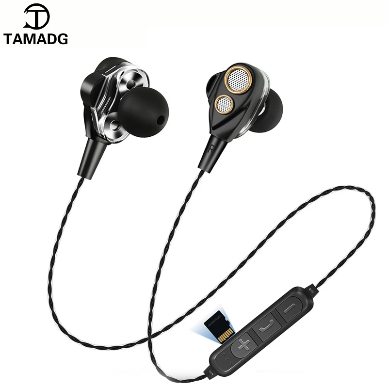 Double Drive Wireless Headphones Bluetooth 4.2 Stereo Bass headset