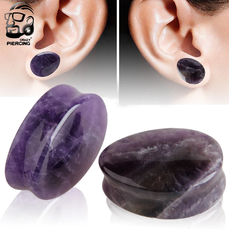 

New 1PC 5~25 mm Ear Gauge Plugs And Tunnels Natural Stone Ear Expander Teardrop Ear Stretching Piercing Body Jewelry