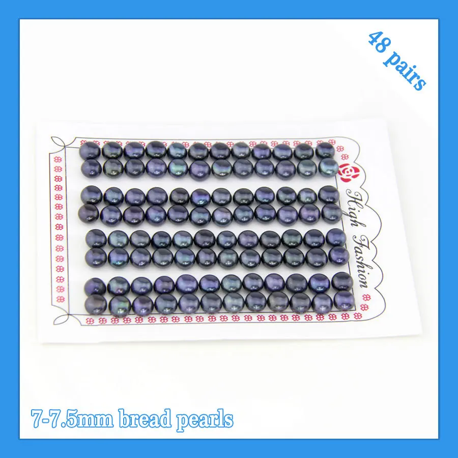 

CLUCI FREE SHIPPING, 7-7.5mm AAA black bread shape freshwater pearl beads