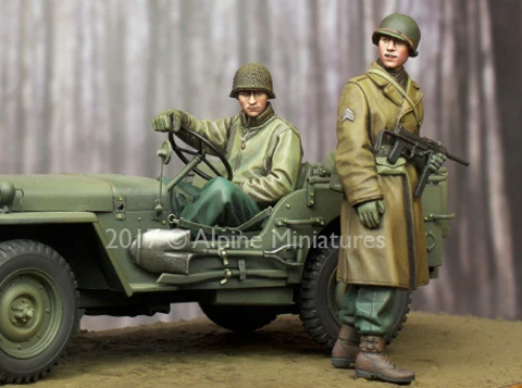 1/35 Смола рисунок Солдат модель Второй мировой войны Американский пехотный офицер и водитель два GK белая рука 201
