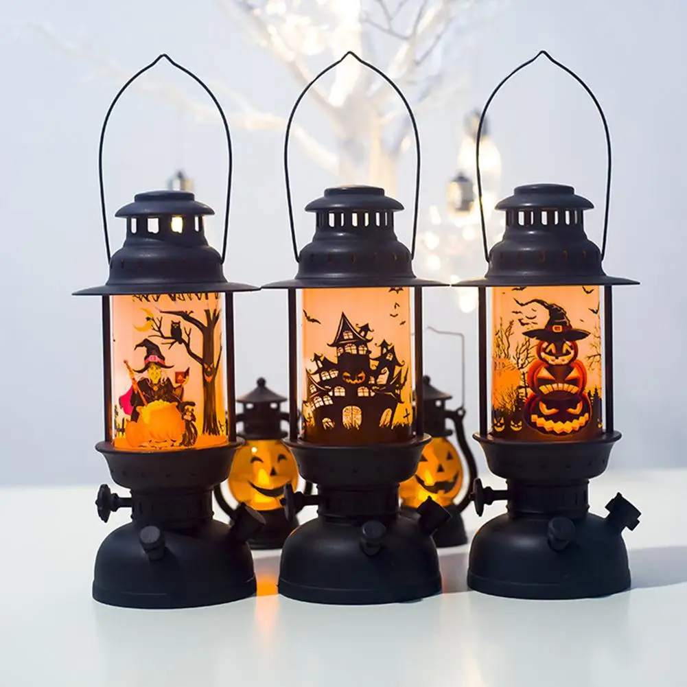 

Halloween Pumpkin Witch Haunted House LED Lantern Lamp Bar Party Handle Light