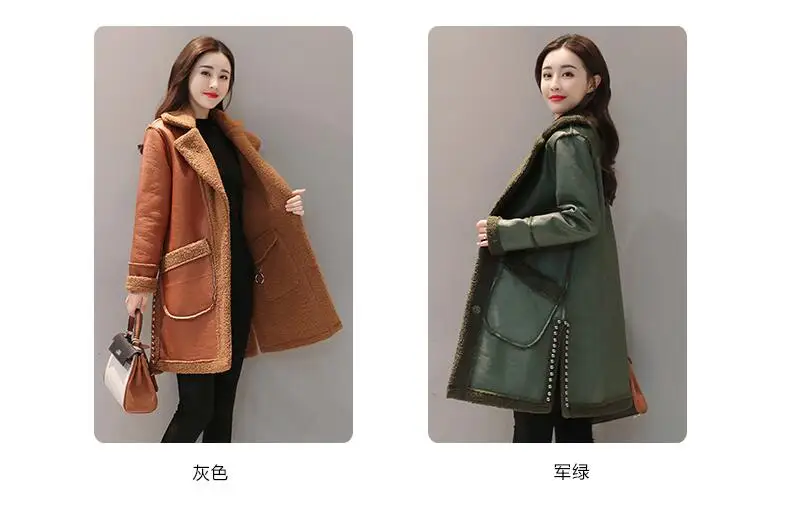 MSAISS Double-sideSheepskin Coat Women Winter Leather Jacket Brown Wine Shearling Coat Fur Collar Warm Leather Jacket Outerwear