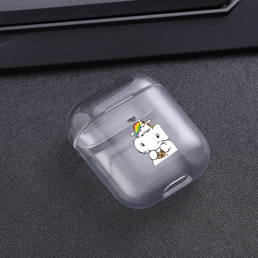 

Cases For Airpods Cute unicorn Painted Transparent Hard PC Cases For AirPods Cases Protective Cover Wireless Earphone Case