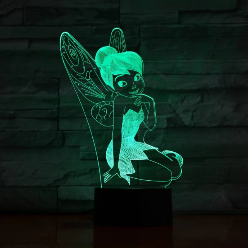 

Usb 3d Led Night Light Decoration Girls Children Kids Baby Gifts 7 Color Changing Visual Table Lamp Princess Tinker Bell Figure