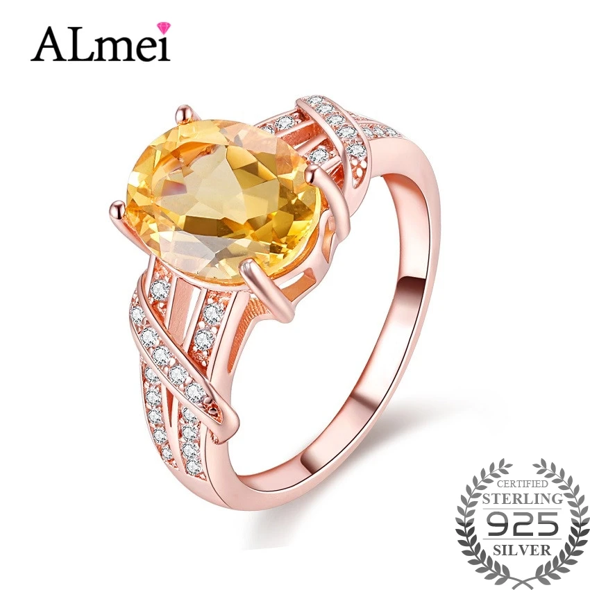 Uloveido 2.2ct цитрин 925 стерлингового серебра ювелирные изделия Розовое золото Цвет