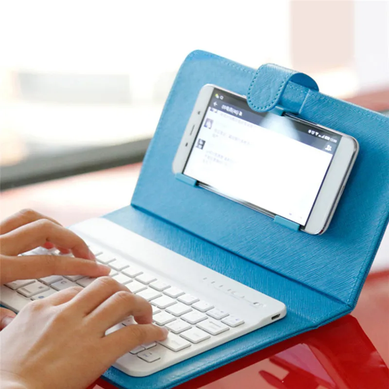 Портативный беспроводной Чехол-клавиатура из искусственной кожи с Bluetooth, защитный чехол для IPhone, IPad, 4,5-6,8 дюймов, мобильный телефон, планшет