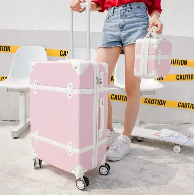 CARRYLOVE 2" 22" 2" 26" дюймовый Женский чемодан в стиле ретро набор Забавный Спиннер чемодан на колесиках из АБС-пластика с косметичкой - Цвет: a set