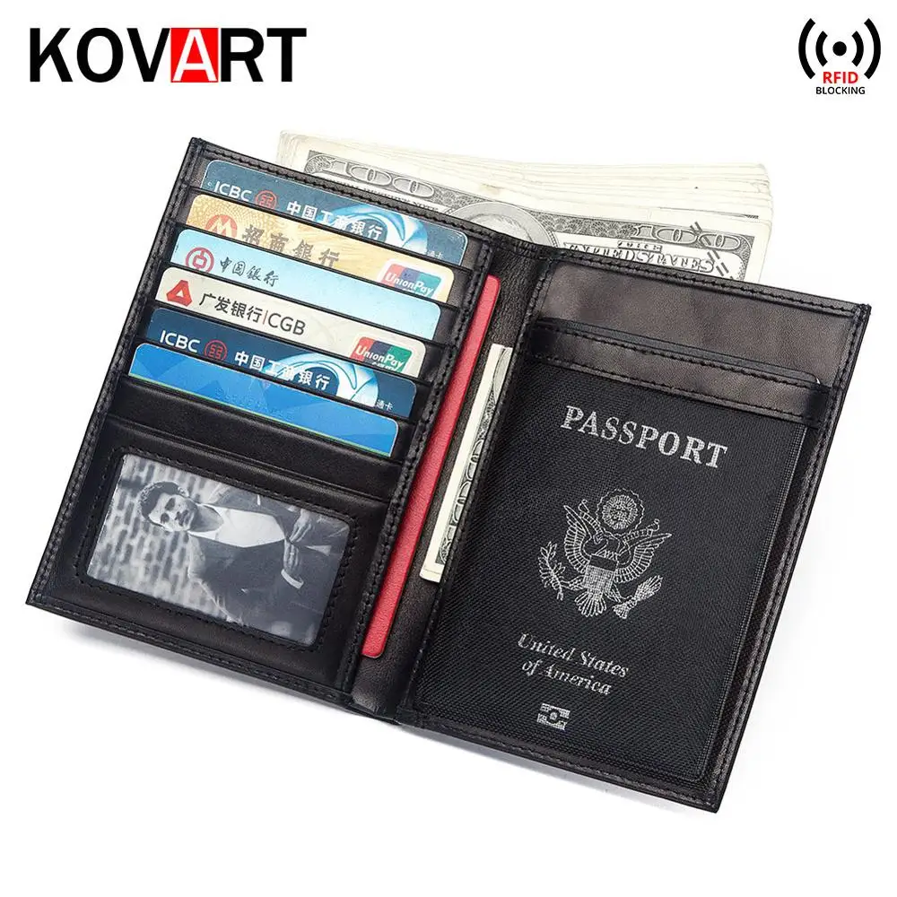 Дешево Многофункциональный Rfid Блокировка натуральная кожа Обложка для паспорта кожаный кошелек модный держатель для карт чехол держатель для пас...
