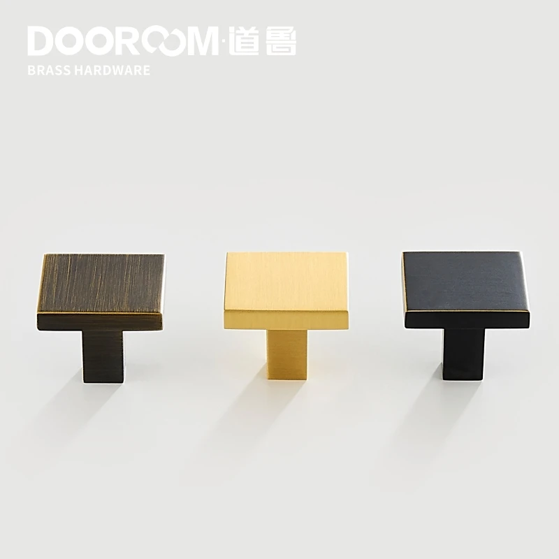 Dooroom Brass Furniture Handles Modern Nordic Square Wardrobe Dresser Cupboard Cabinet Door Drawer Shoe Box Pulls Knobs