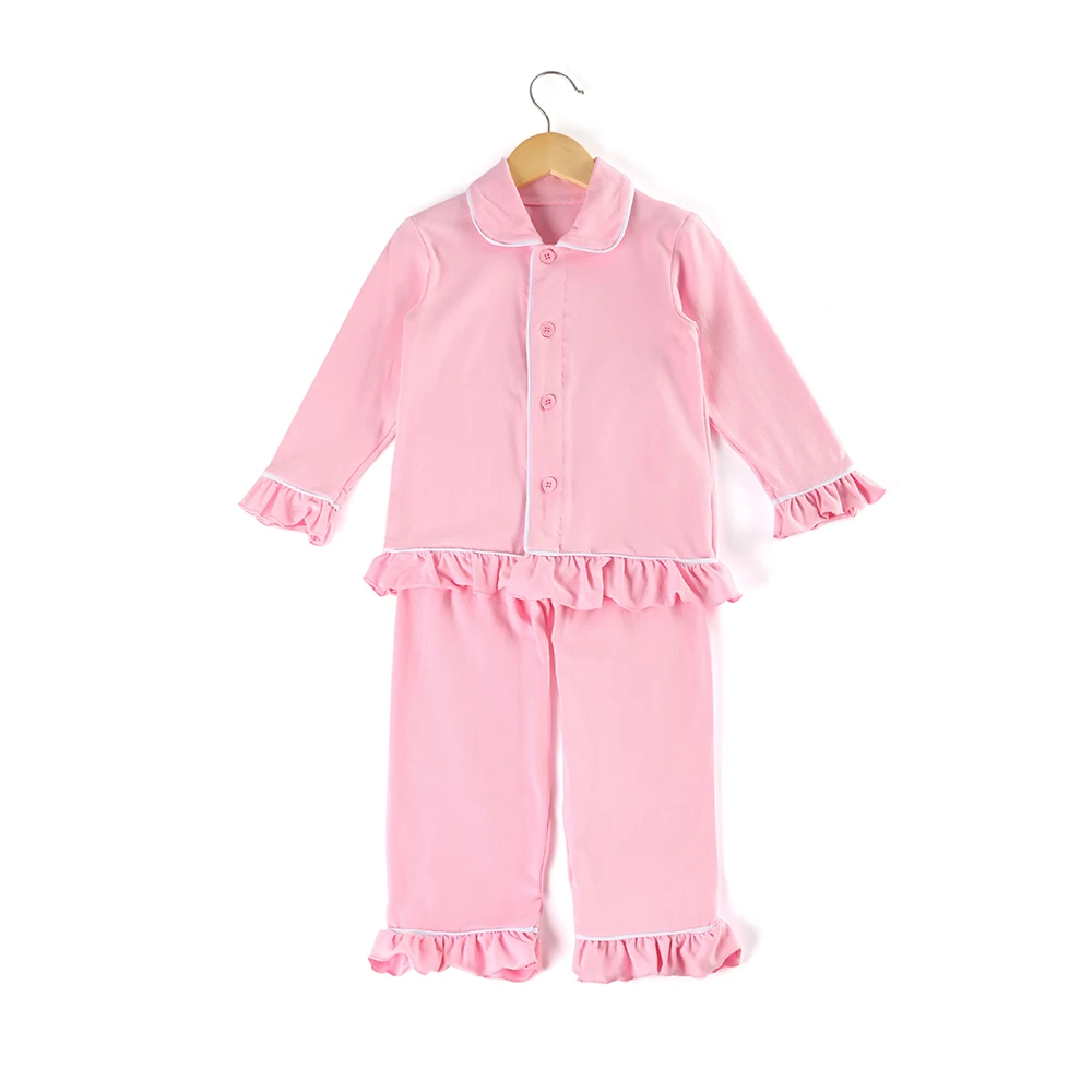 Хлопок, одежда для сна для маленьких мальчиков и девочек, одинаковые семейные детские рождественские одноцветные пижамы с оборками для детей