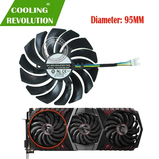 Вентилятор для видеокарты PLD10010B12HH PLD09210B12HH 4Pin для MSI GEFORCE GTX 1080 Ti Gaming X Trio, Охлаждающие вентиляторы для видеокарт - Цвет лезвия: 95MM 1 connector