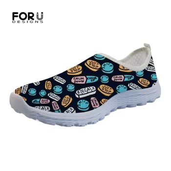 

FORUDESIGNS Spring Female Flats Shoes 3D Nurse Pharmacy Printing Mesh Sneakers Summer Casual Beach Loafers Slip-on Zapatos Mujer
