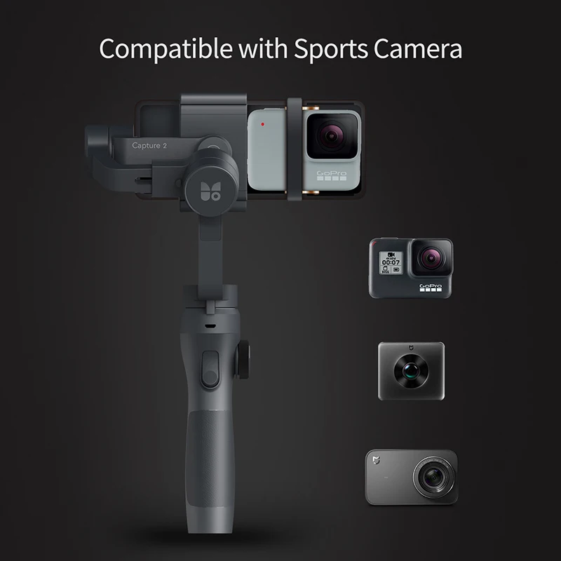 Funsnap Caputure 2 смартфон 3 оси Gimba Экшн камера Gimbal для IOS Andriod Gopro 7 6 5 eken Yi Gimbal комплект со светодиодный микрофоном