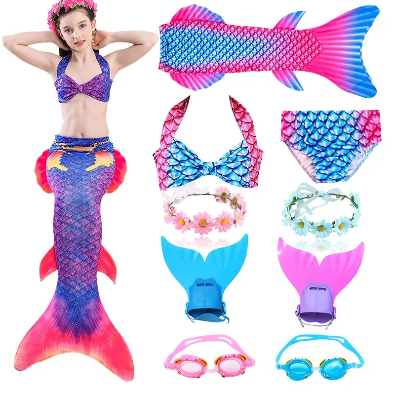 

Girls Mermaid Tails for Swimming Costumes Swimsuit Swimwear Kids Princess Mermaid Tail Swimmable Monofin fin Bikini Bathing Suit