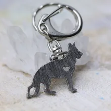 M12015 German Shepherd Dog Pendant Chains font b Keychain b font Animal Shape Silver Tone Metal