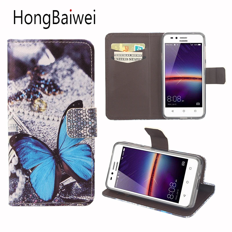 

HongBaiwei For Huawei Y3 II Case Fashion Girl Butterfly Pattern Flip Leather Wallet Phone Bag Case for Huawei Y3 II