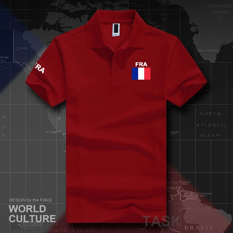 Франция французский Республика поло рубашки для мужчин с коротким рукавом белые бренды печатных для страны хлопок национальная команда FRA Повседневная - Цвет: polo-red