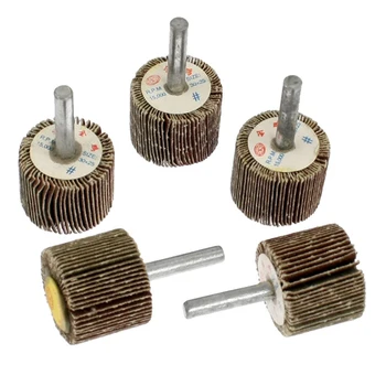 

Best Selling 5 Pcs 30mm Head Metal Shank Abrasive Mounted Flap Wheels Brush Bit