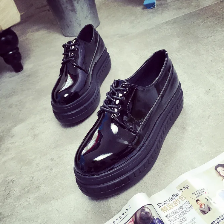 

Fashion Brand Spring Ladies Loafers Flats Shoes Lace Up Oxfords shoes for Women Platform Creepers Women's Oxfords Casual