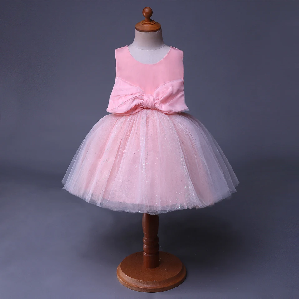 

Cutestyle Pink Lace Dress Girls Big Bow Baby Girl Dresses Cut Flower Girl Dresses GD50416-5