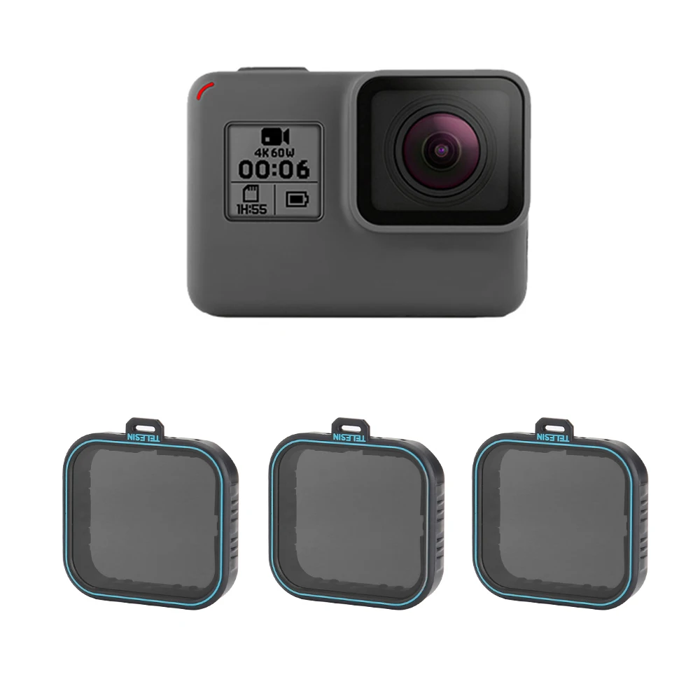 TELESIN 4 шт набор для установки ND фильтр для защиты объектива ND4 8 16 для Gopro Hero 5 6 и 7 Black Hero 7 аксессуары для камеры