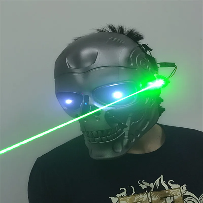 

T11 Halloween wears mask laser light green beams mask grimace dj dancer led costumes luminous stage show models helmets party ds