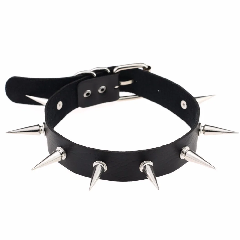 

Gothic spiked punk choker collar with spikes Rivets women men Emo Studded chocker necklace Silver goth jewelry