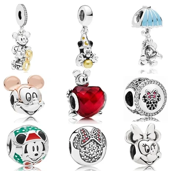 

dodocharms Mickey Fashion Anime Pendant Bracelet Necklace Minnie Silver Color Bead Fit Pandora lovely Girl Gift Original