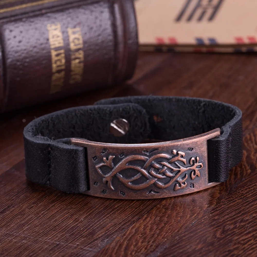 black leather bracelet for women men watch bangle with silver plated sculpture square design charm chain handmade bijouterie HF101 (10)