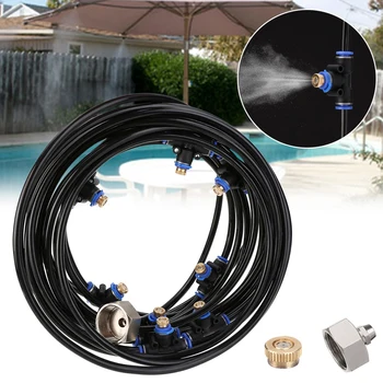 

8M Garden Misting System Water Tap Adapter Water Cooling Outdoor Misting Spray With Brass Nozzle Splitter Cable Tie Watering Kit