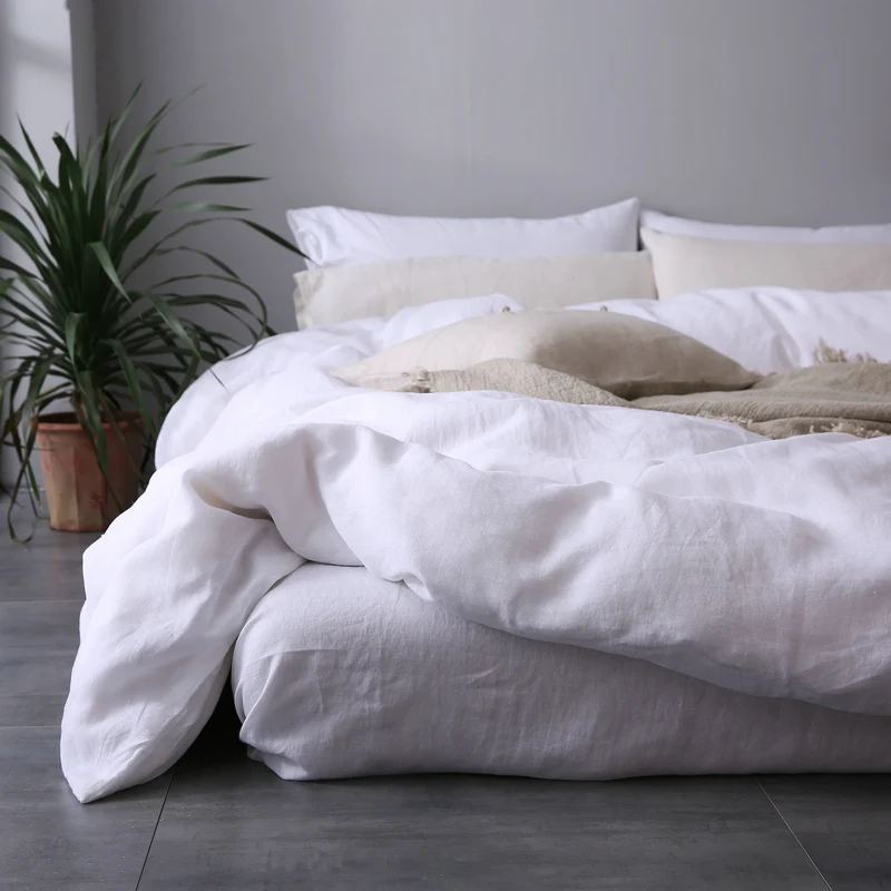 

white 100% French Linen Duvet Cover Linen Bed sets 3pcs/lot Pink Linen Quilt cover