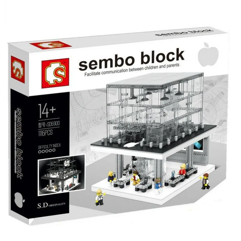1116pcs-SEMBO-SD6900-comes-with-LED-Apple-flagship-store-model-minifigures-building-blocks-brick-kits-toy