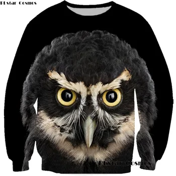 

PLstar Cosmos 2018 NEW Spring Unisex Sweatshirts Owl 3d Print Long Sleeve Pullover Men Sweatshirt For Women Crewneck Streetwer