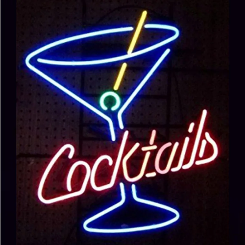 Cocktails and Martini Glass Neon Sign real Block Neon sign Lamp Neon