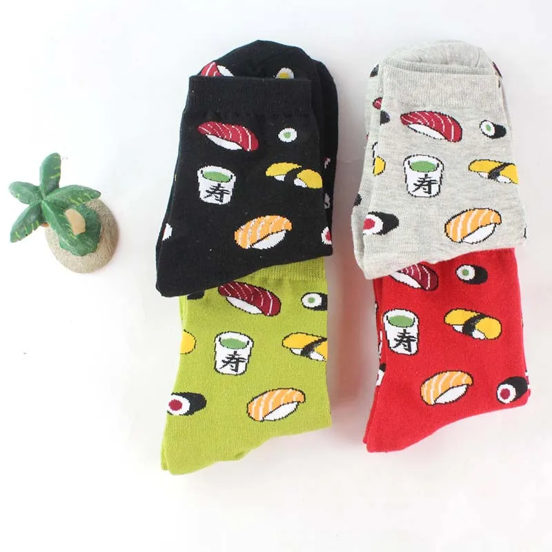 

2019 fashion Harajuku kawaii girl socks fashion creative fun cartoon sushi ladies cotton socks happy with pattern hipster socks