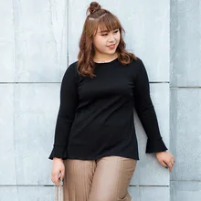 Просторная одежда женский осенний свитер с роговым рукавом О-образным вырезом свободный живот без подкладки Повседневный вязаный полный сплошной обычный футболки