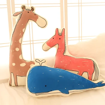 

1pc Cute Simulation Animals Plush Pillow Stuffed Horse, Giraffe, Owl, Whale Cartoon Toys Kids Love Doll Home Decoration Gift