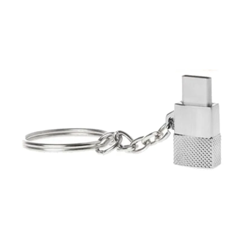 Usb type-C адаптер Micro USB для type-C конвертирующий разъем с брелком Android для type-c конвертер для samsung для Xiaomi - Цвет: Серебристый