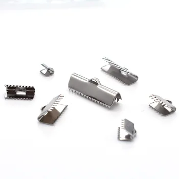 

50pcs/lot 304 Stainless Steel Smooth Ribbon Crimp End Caps Tip Fit Flat Leather Cord Bracelet DIY Jewelry Connector Finding