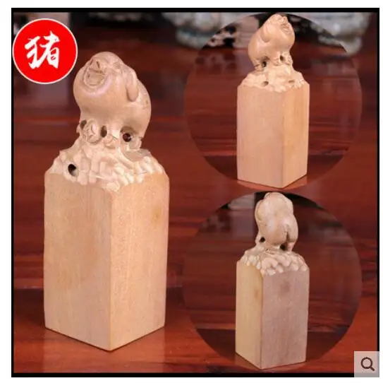 

Monkey chicken dog pig Carving the seal wood carving peach tree Home Crafts -Opening Ceremony Home Crafts Opening Gift Rat cow.