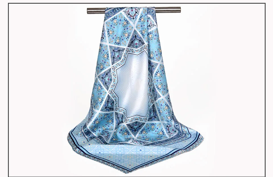 Новые цветы из чистого шелка квадратный шарф с принтом 68*68 см модные аксессуары женские шелковые шарфы обертывания темно-синий, розовый, белый, синий