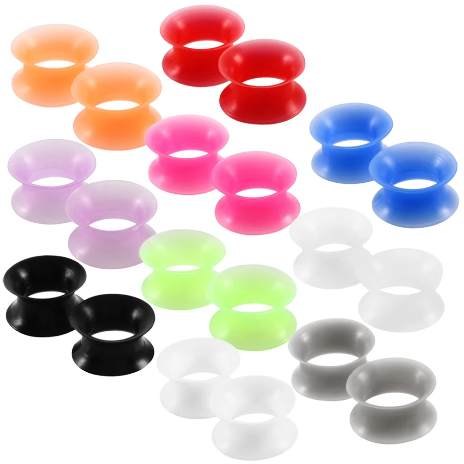 

20pcs/Lot Silicone Thin Flexible Ear Plugs and Tunnels Ear Piercings Ear Gauge Stretcher Ear Plugs Tunnels Body Piercing Orejar