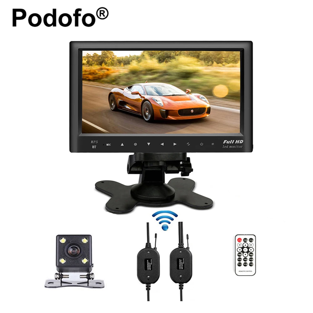 

Bluetooth Wireless 7" Slim Car Rear View Monitor Car FM Transmitter USB MP5 Audio Video Player & Waterproof Mini Backup Camera