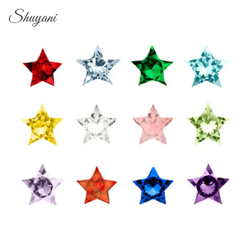 

Mixed 12 Colors Acrylis Birthday Stone Floating Charm Star Crystal Birthstone Charms for Glass Floating Locket Charms