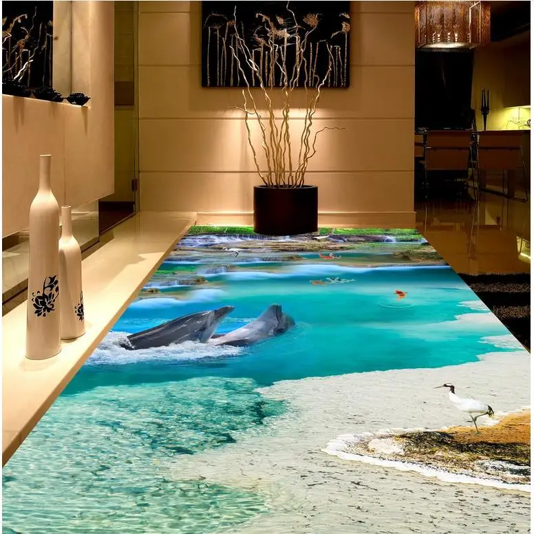 Custom photo floor wallpaper river 3d waterproof floors Custom Photo
