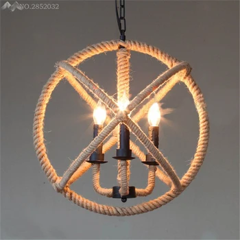 

Natural Vintage Hemp Rope Pendant Lights E27 Loft Edison Pendant Lamp Rustic Style Lighting Hanging Bar Restaurant Light Fixture