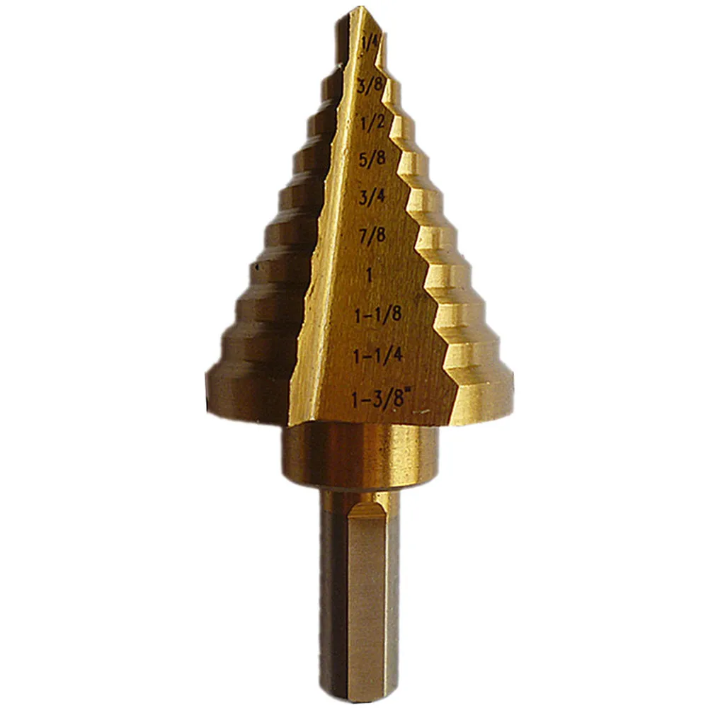 10 Steps Straight Grooved Step Drill Bit 1/4" To 1 3/8" Hss Titanium
